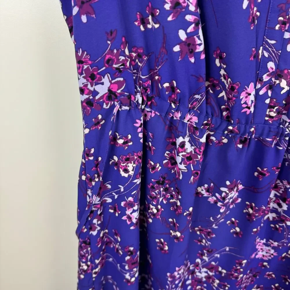 41 Hawthorn Womens Floral Cinched Waist Mini Dress in Purple Sz 1X | Feminine - Picture 6 of 15